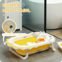Babybadewanne faltbar 3er Set für Neugeborene mit niedlichen Löwenmustern und weichem Badekissen für bequemen Halt.