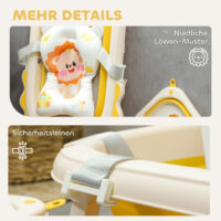 Babybadewanne faltbar 3er Set für Neugeborene mit niedlichen Löwenmustern und weichem Badekissen für bequemen Halt.