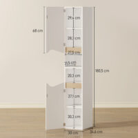 Bad Hochschrank schmal mit Türen und offenen Fächern weiss