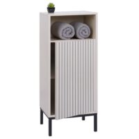 Badezimmerkommode Badschrank 1 Tür 3 Staufächer 98x39x30cm Holzoptik beige