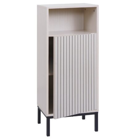 Badezimmerkommode Badschrank 1 Tür 3 Staufächer 98x39x30cm Holzoptik beige