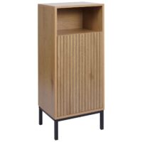 Badezimmerkommode Badschrank 1 Tür 3 Staufächer 98x39x30cm Holzoptik natur
