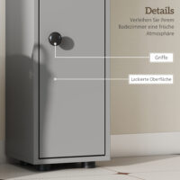Badezimmerschrank schmal mit 4 Regalen und Schublade grau