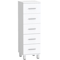 Badezimmerschrank schmal mit 5 Schubladen für Bad weiss