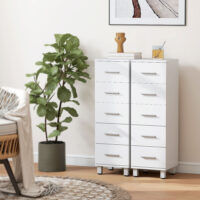 Badezimmerschrank schmal mit 5 Schubladen für Bad weiss