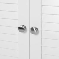 Badezimmerschrank mit Lamellentüren, praktisches Badregal mit Stauraum.