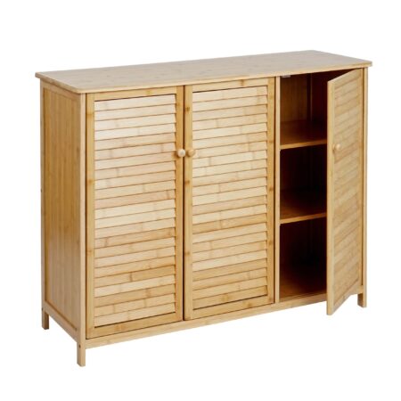 Badezimmerschrank Badschrank Regal Badregal Kommode Bambus 81x97x34cm