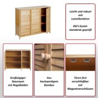 Badezimmerschrank Badschrank Regal Badregal Kommode Bambus 81x97x34cm