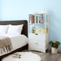 Weißer Badezimmerschrank Country-Stil 60x32,5x122 cm, rustikales Design.