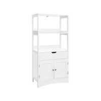 Weißer Badezimmerschrank Country-Stil 60x32,5x122 cm, rustikales Design.