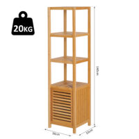 Badezimmerschrank schmal hoch freistehend mit Lamellentür und Regal