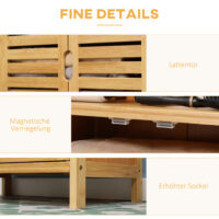 Badezimmerschrank aus Bambus mit Lamellentüren vielseitig einsetzbar