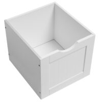 Weiße Badezimmerschrank-Kommode im Landhausstil, elegant und funktional.
