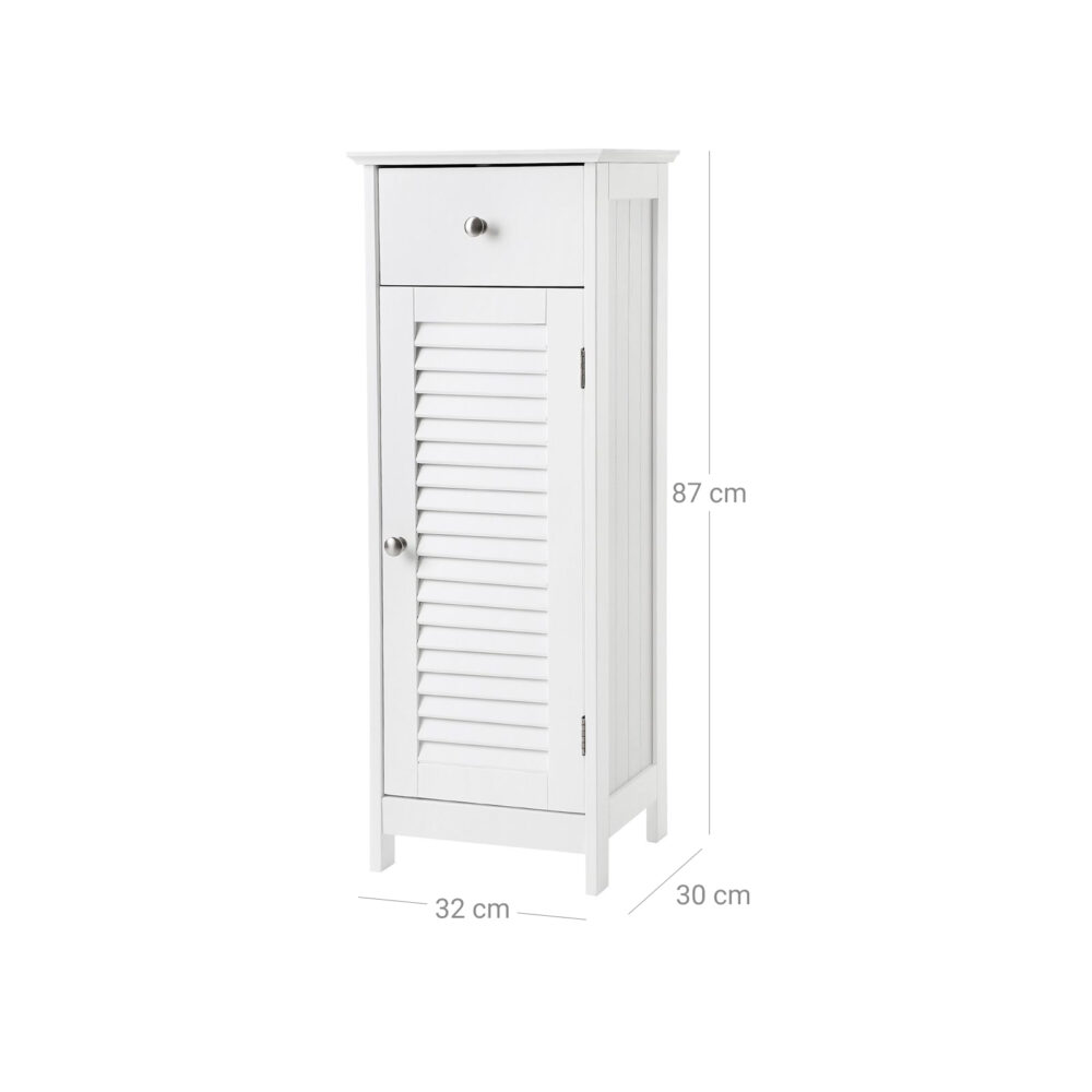 Badezimmerschrank mit Lamellentür, funktional und stilvoll für das Bad.
