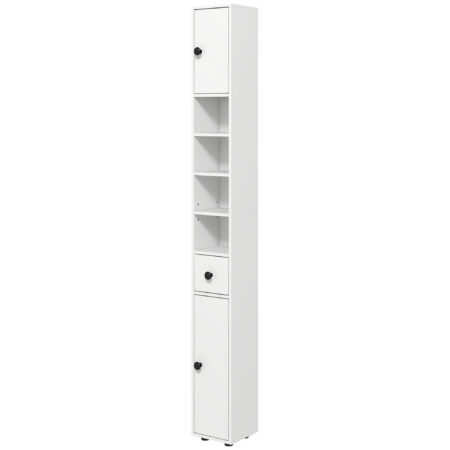 Badezimmerschrank schmal mit Regal und Schublade weiss