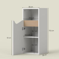 Badezimmerschrank schmal mit verstellbaren Ablagen weiss