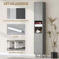 Badezimmerschrank mit Regalen und Schublade für Bad grau