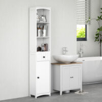 Badezimmerschrank mit Regalen und Schublade MDF weiss
