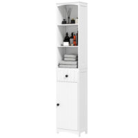 Badezimmerschrank mit Regalen und Schublade MDF weiss