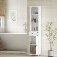 Badezimmerschrank mit Regalen und Schublade MDF weiss