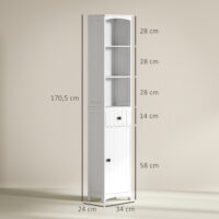 Badezimmerschrank mit Regalen und Schublade MDF weiss