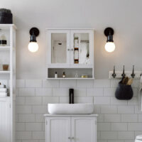 Badezimmerschrank Spiegelschrank Wandmontage Holz Weiss