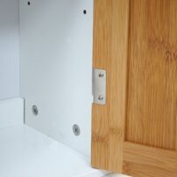 Badezimmerset Badmöbel 2 Hochschränke Waschbeckenunterschrank Bambus weiss