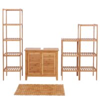 Badezimmerset Komplett Badmöbel Badschrank Bambus