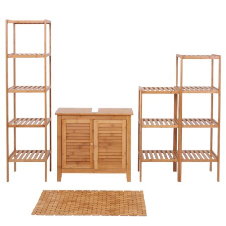 Badezimmerset Komplett Badmöbel Badschrank Bambus