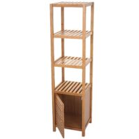 Badezimmerset Komplett Badmöbel Badschrank mit Tür Bambus