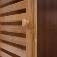 Badezimmerset Komplett Badmöbel Badschrank mit Tür Bambus