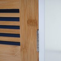 Badezimmerset Hochschrank Waschbeckenunterschrank Kommode Bambus weiss