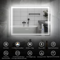 Badezimmerspiegel LED mit Uhr und Anti-Beschlag 600x800mm