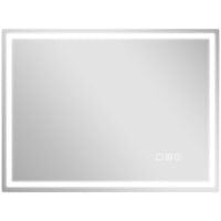 Badezimmerspiegel LED mit Uhr und Anti-Beschlag 600x800mm