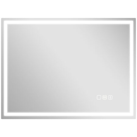 Badezimmerspiegel LED mit Uhr und Anti-Beschlag 600x800mm
