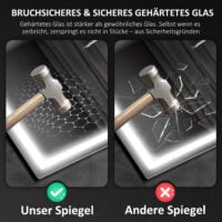 Badezimmerspiegel LED mit Uhr und Anti-Beschlag 600x800mm