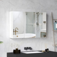 Badezimmerspiegelschrank mit 3 Spiegeltüren zur Wandmontage weiss