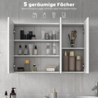 Badezimmerspiegelschrank mit 3 Spiegeltüren zur Wandmontage weiss