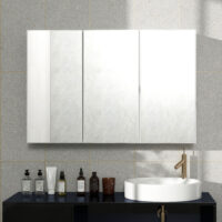 Badezimmerspiegelschrank mit 3 Spiegeltüren zur Wandmontage weiss