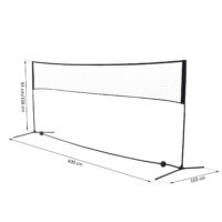 Tragbares Badmintonnetz aus PE, mit zwei einstellbaren Höhen und einer Grösse von 400x60cm, ideal für Spiel und Spass im Freien.