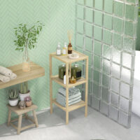 Naturholz Badregal aus Bambus mit 3 Ebenen 33x31x78cm