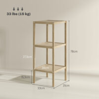 Naturholz Badregal aus Bambus mit 3 Ebenen 33x31x78cm