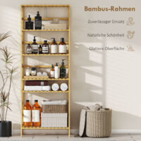 Badregal Bambusregal freistehend mit verstellbaren Böden für Aufbewahrung