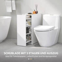 Badschrank schmal freistehend mit Schublade weiss