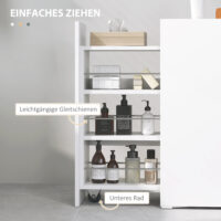 Badschrank schmal freistehend mit Schublade weiss
