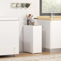Badschrank schmal freistehend mit Schublade weiss