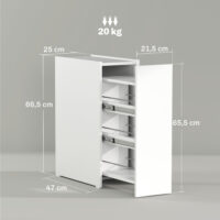 Badschrank schmal freistehend mit Schublade weiss