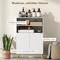 Badschrank mit Soft-Close Türen und offenen Regalen weiss