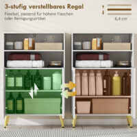 Badschrank mit Soft-Close Türen und offenen Regalen weiss