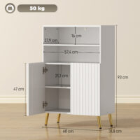Badschrank mit Soft-Close Türen und offenen Regalen weiss